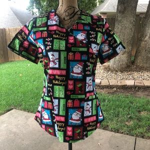 ScrubStar Christmas Holiday Scrub Top